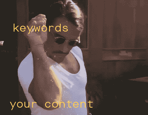 Salt Bae with keywords and salt being sprinkled on your content
