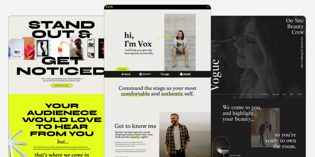 Showit website templates people can use for a personal website.