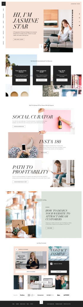Jasminestar.com is on Showit and is a great example of showcasing many businesses in one place