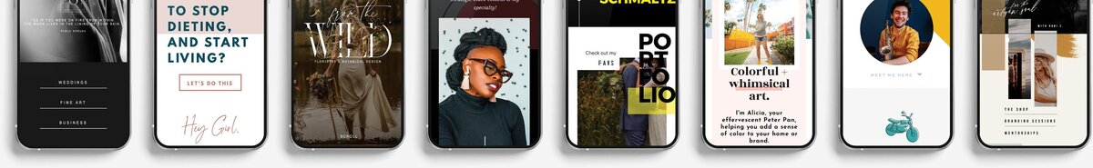 Row of websites made on Showit website builder