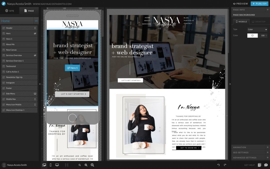 Showit vs. Behance. The Showit design app desktop and mobile view.